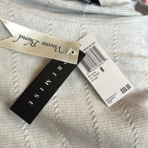 PREMISE Womens Size M Aluminum Heather Textured Knit Sweater Top Side Slit Cozy - Picture 10 of 11